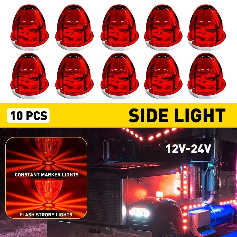 10X Red LED Watermelon Marker Clearance Light for Universal Trailers (12V-24V)
