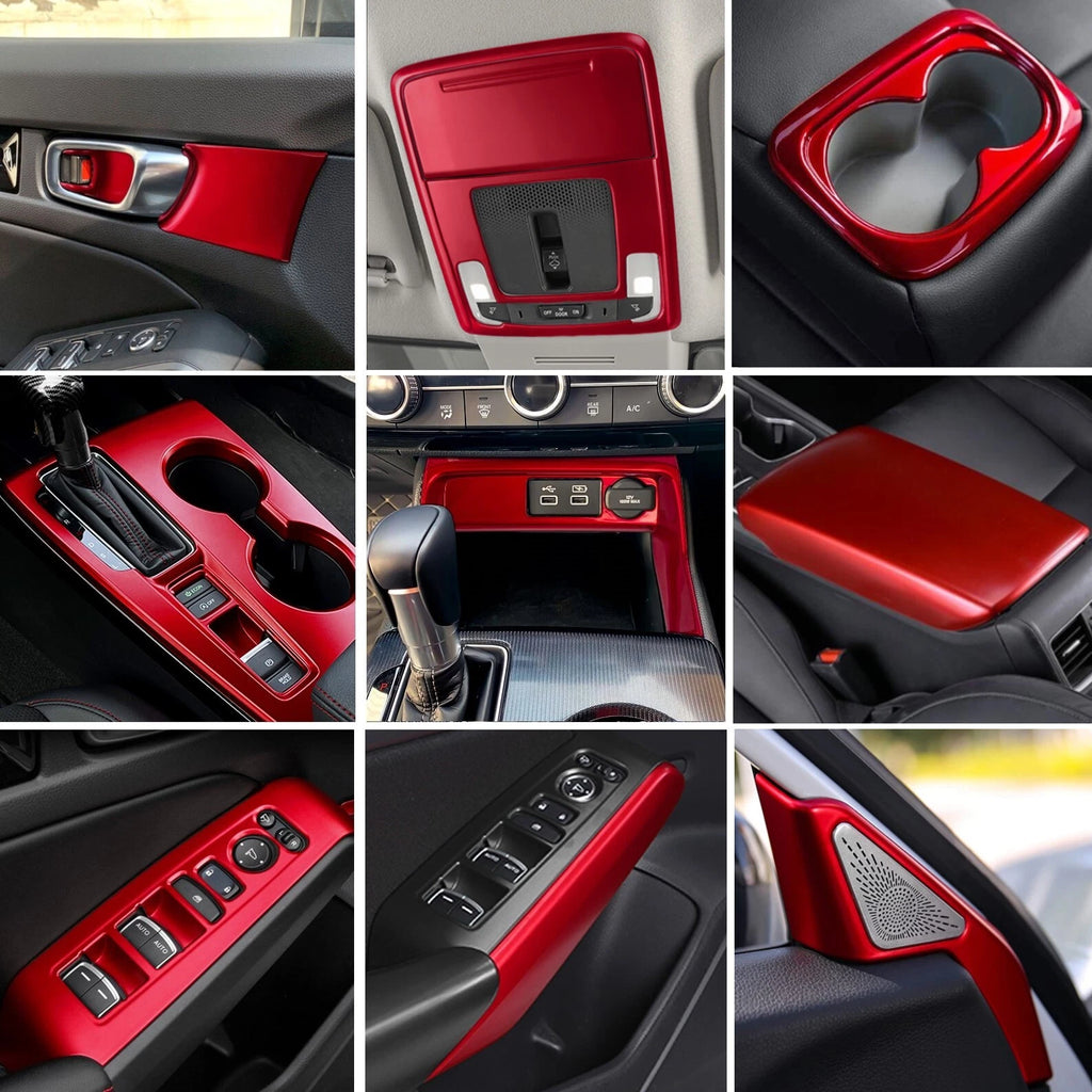 Red Interior Trim Decor Covers for Honda Civic 11th (2022–2025)