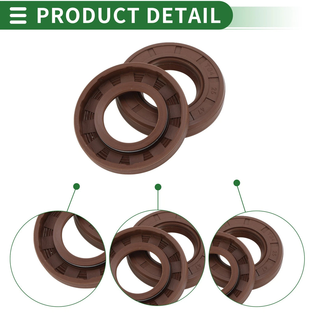 Set of 5 Oil Seal FKM Rubber 25x47x8mm for High Pressure Applications
