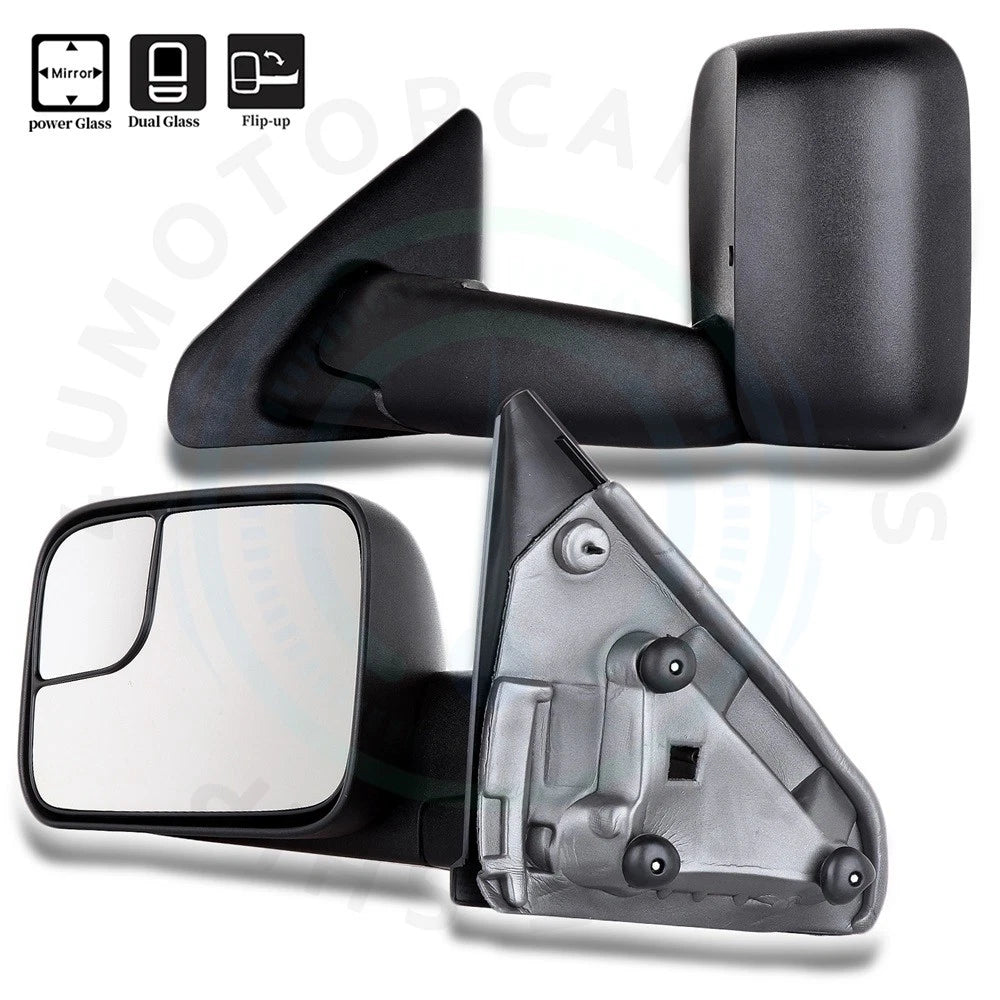 Set of 2 Manual Flip Up Tow Mirrors for Dodge Ram 1500 2500 3500 (2002–2009)