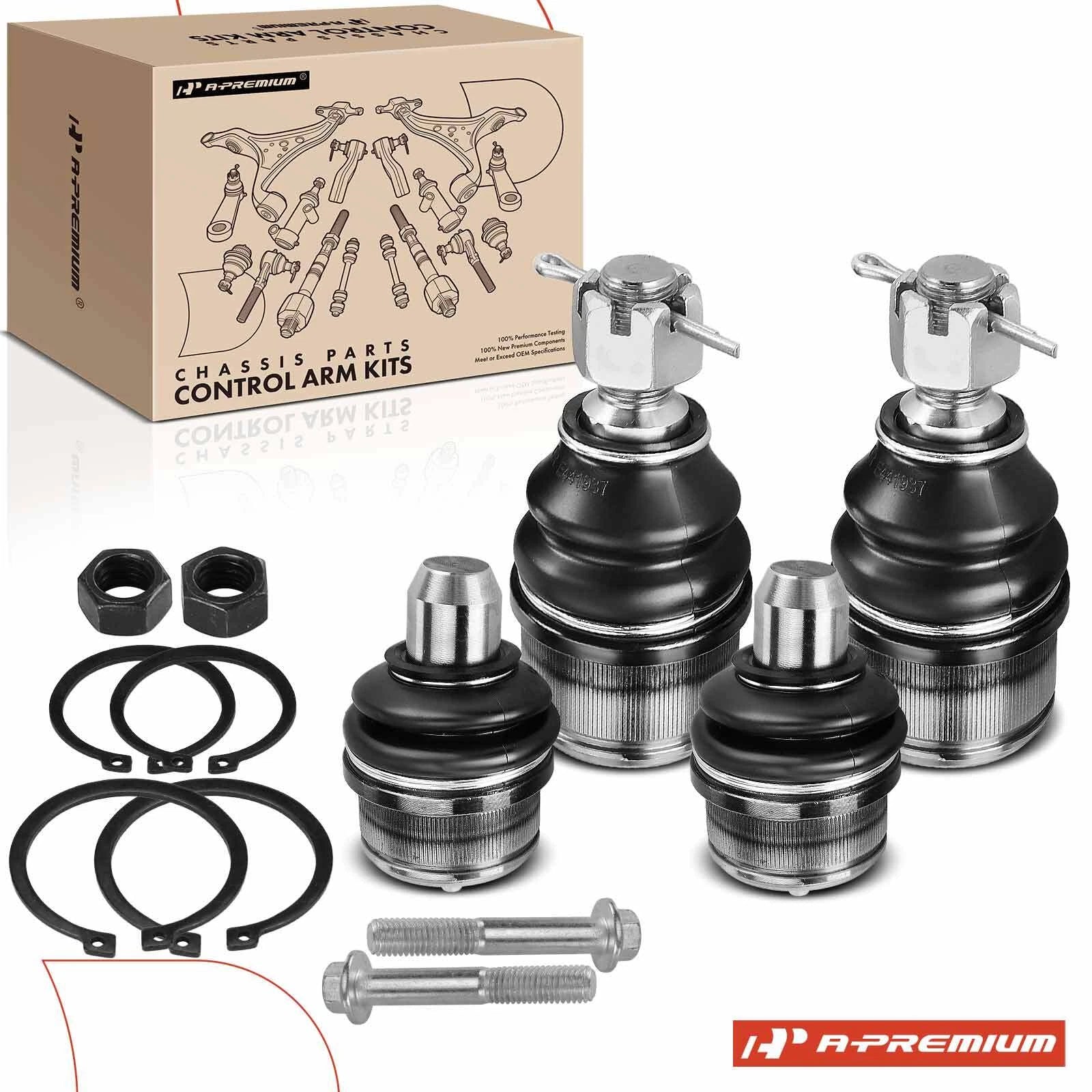 Set of 4 Front Upper & Lower Ball Joints for Ford E-150 E-250 (1997–2014)