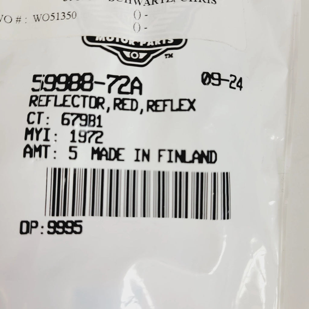5-Pack Red Reflectors for Harley-Davidson License Plate (59988-72A)