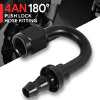 4AN to 1/4" Barb T6061 180° Push Lock Hose End Fittings (Universal)