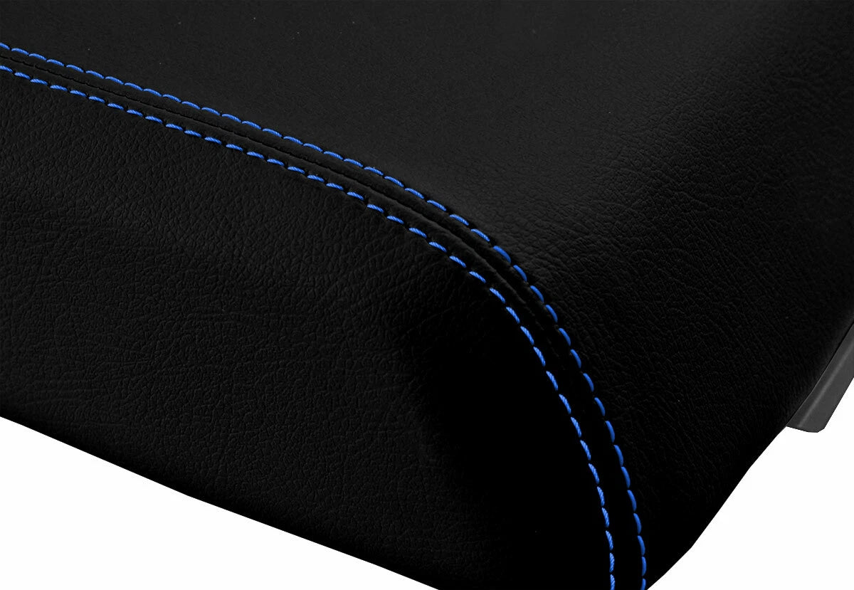 Leather Console Lid Bucket Seat Cover for Ford F250 (1999–2010) Blue Stitch