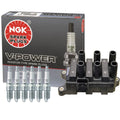 Denso COP Ignition Coil & NGK 6 V-Power Spark Plugs for Ford Mazda 3.0 (2000–2009)
