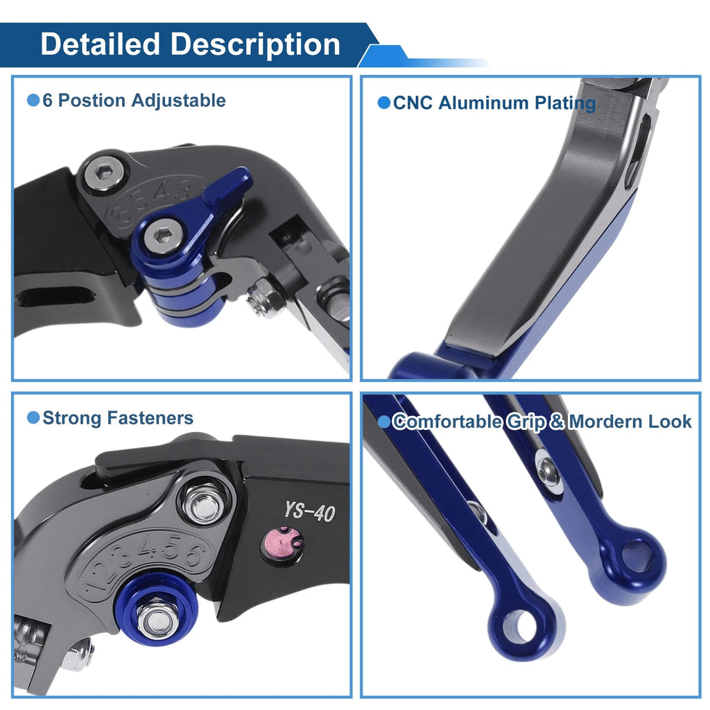 Adjustable Brake Clutch Levers for Honda CBR600RR (2007–2016) Titanium Blue
