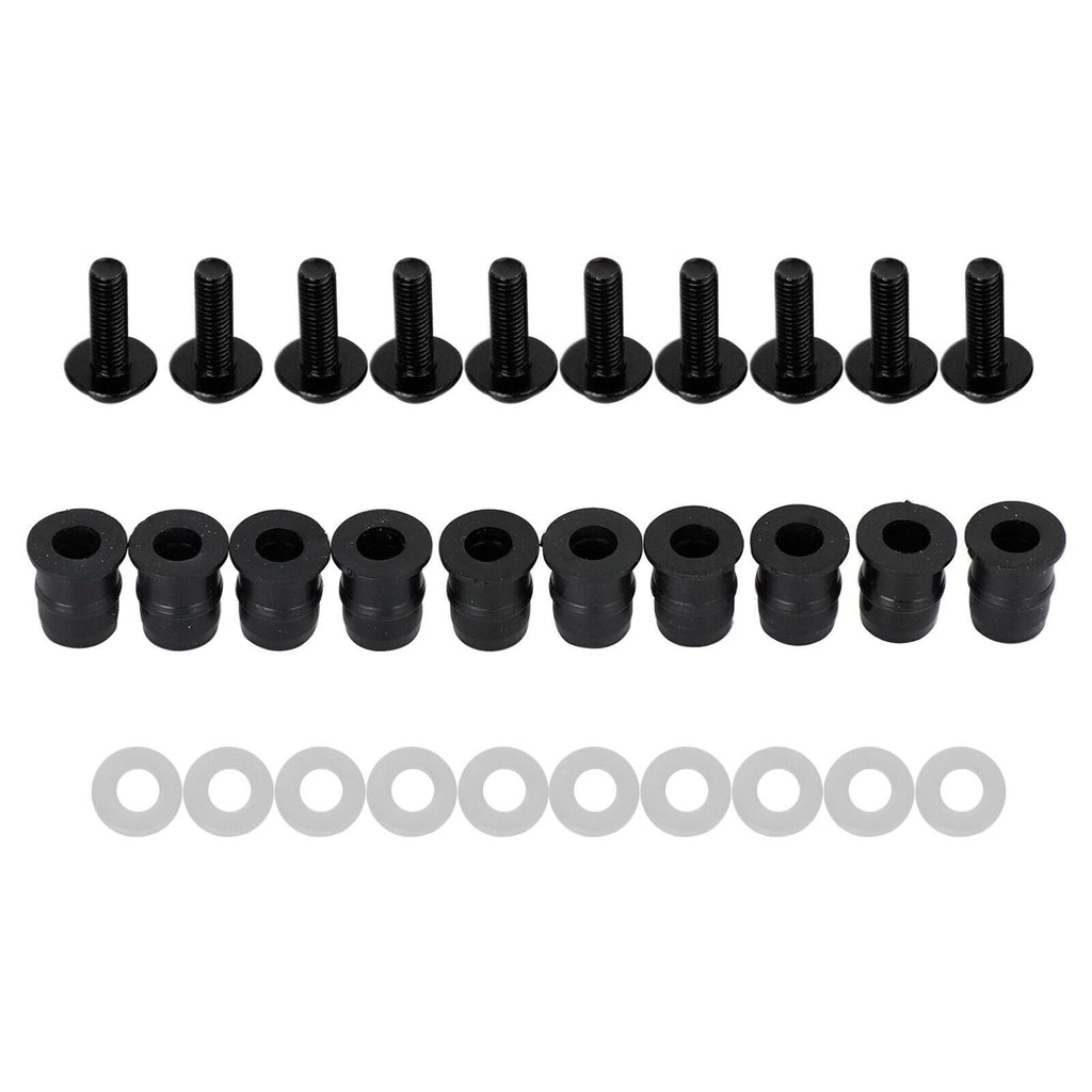 10X Motorcycle Wind Screen Shield M5x16mm Screw Bolt Washers Kit Black