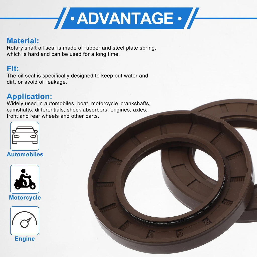 Set of 2 Oil Seal Rotary Shaft Seal FKM Rubber 48x80x10mm