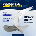 18 lb Delta Style Wing Anchor for Boats (Stainless Steel)