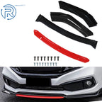 2 Layers Glossy Black Front Bumper Lip Spoiler for Universal Cars