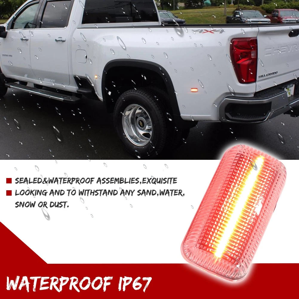 Set of 2 Clear Red LED Side Marker Lights for Chevy GMC 2500HD 3500HD