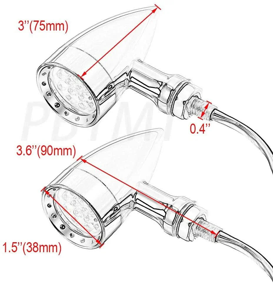 10mm Bullet Black LED Turn Signal Lights for Harley Chopper Bobber Dyna