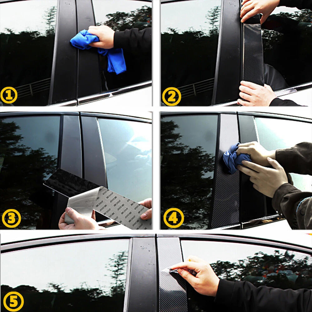 Carbon Fiber Pillar Post Door Trim for Honda Civic (2016–2020)