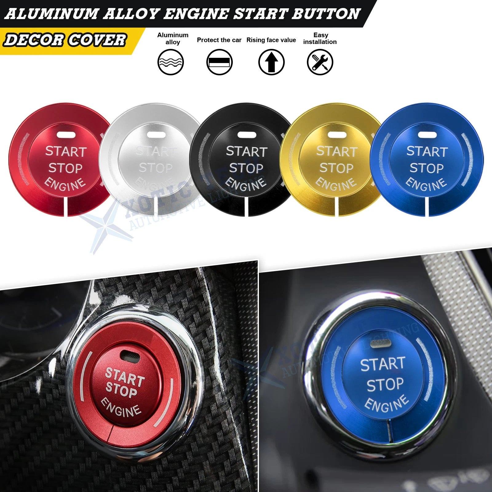 Alloy Engine Start Stop Push Button Cover for Infiniti Q50 QX50 2017–2022