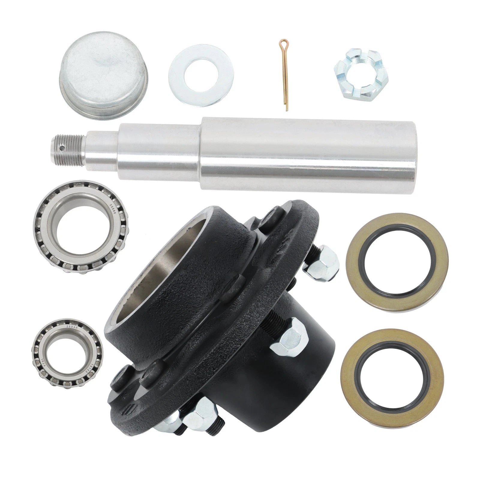 Set of 6-Lug Wheel Hub Kit for 5.5" Spindle with Bearings