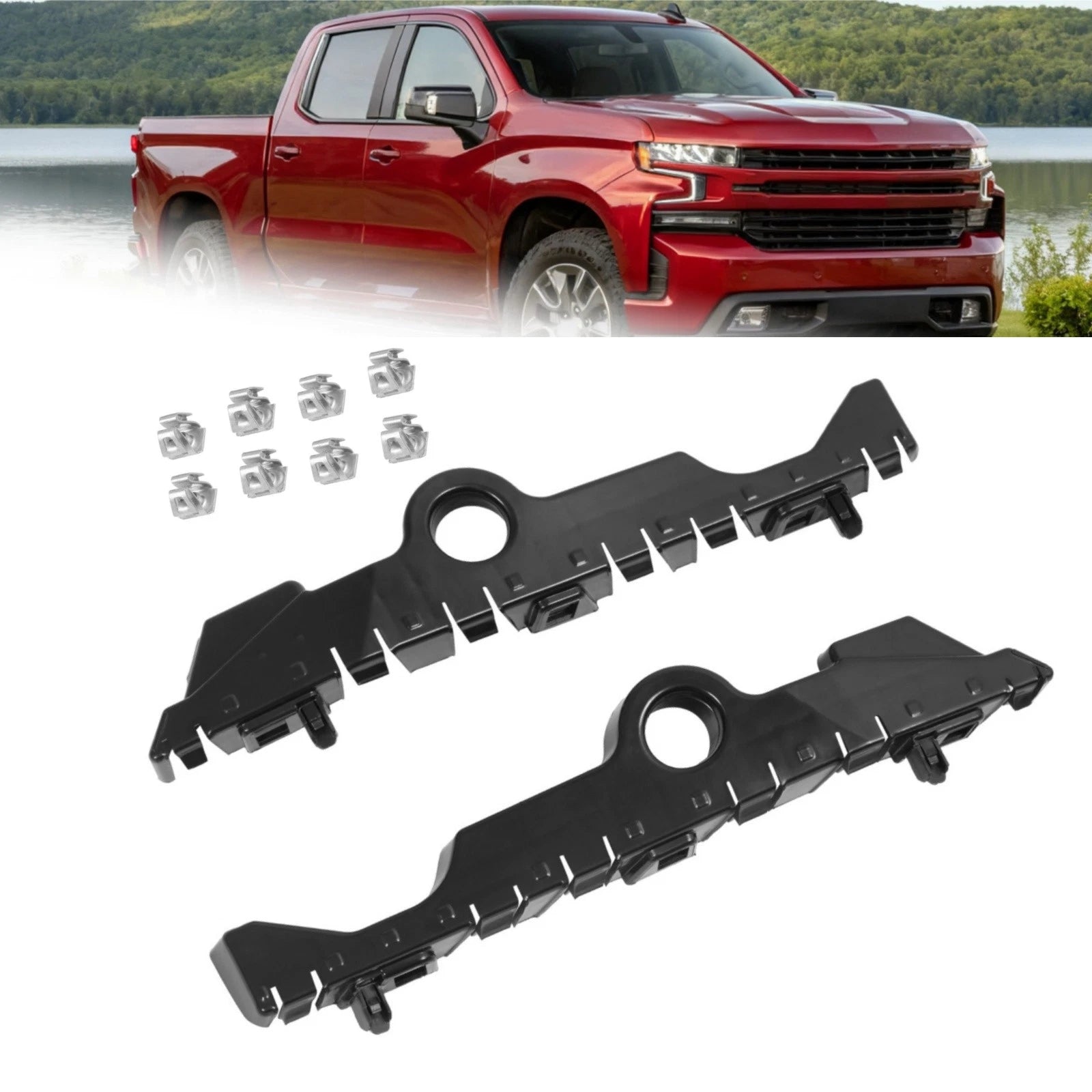 Set of 2 Front Bumper Brackets for Chevrolet Silverado 1500 (2019–2025)