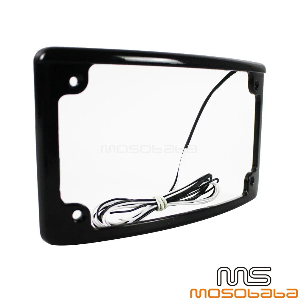 12�� Curved Aluminum License Plate Frame w/6 LED Lights for Motorcycle