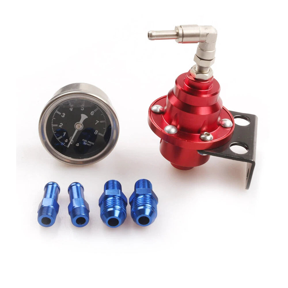 Adjustable Fuel Pressure Regulator Kit with Oil Gauge for Universal Fit (0-160 PSI)