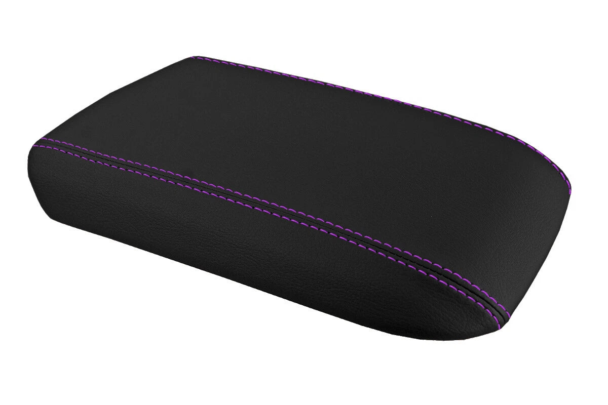 Leather Console Lid Armrest Cover for Ford Mustang (2005–2009) Purple Stitch