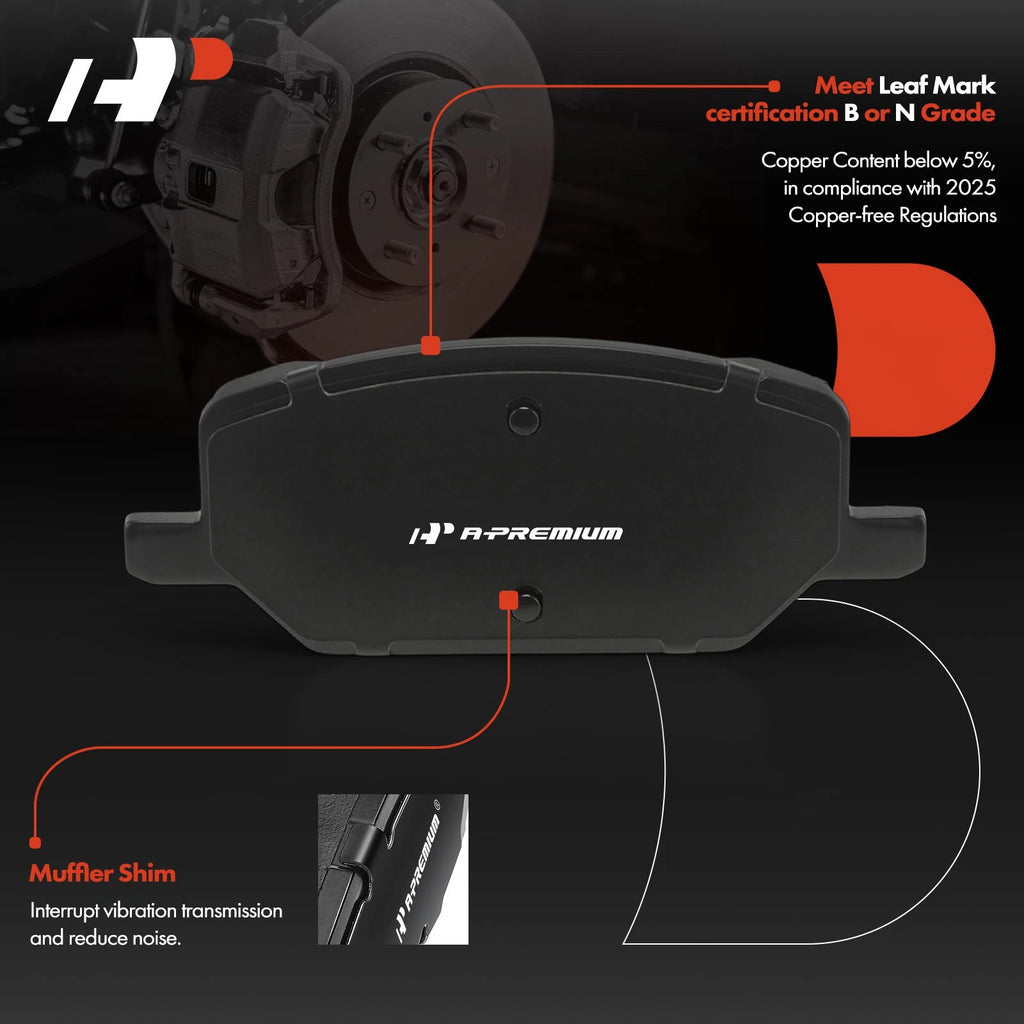 Set of 4 Front Ceramic Brake Pads for GMC Terrain, Chevy Camaro