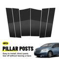 6Pcs Window Pillars Molding Trim for Honda Odyssey (2011–2017) Glossy Black