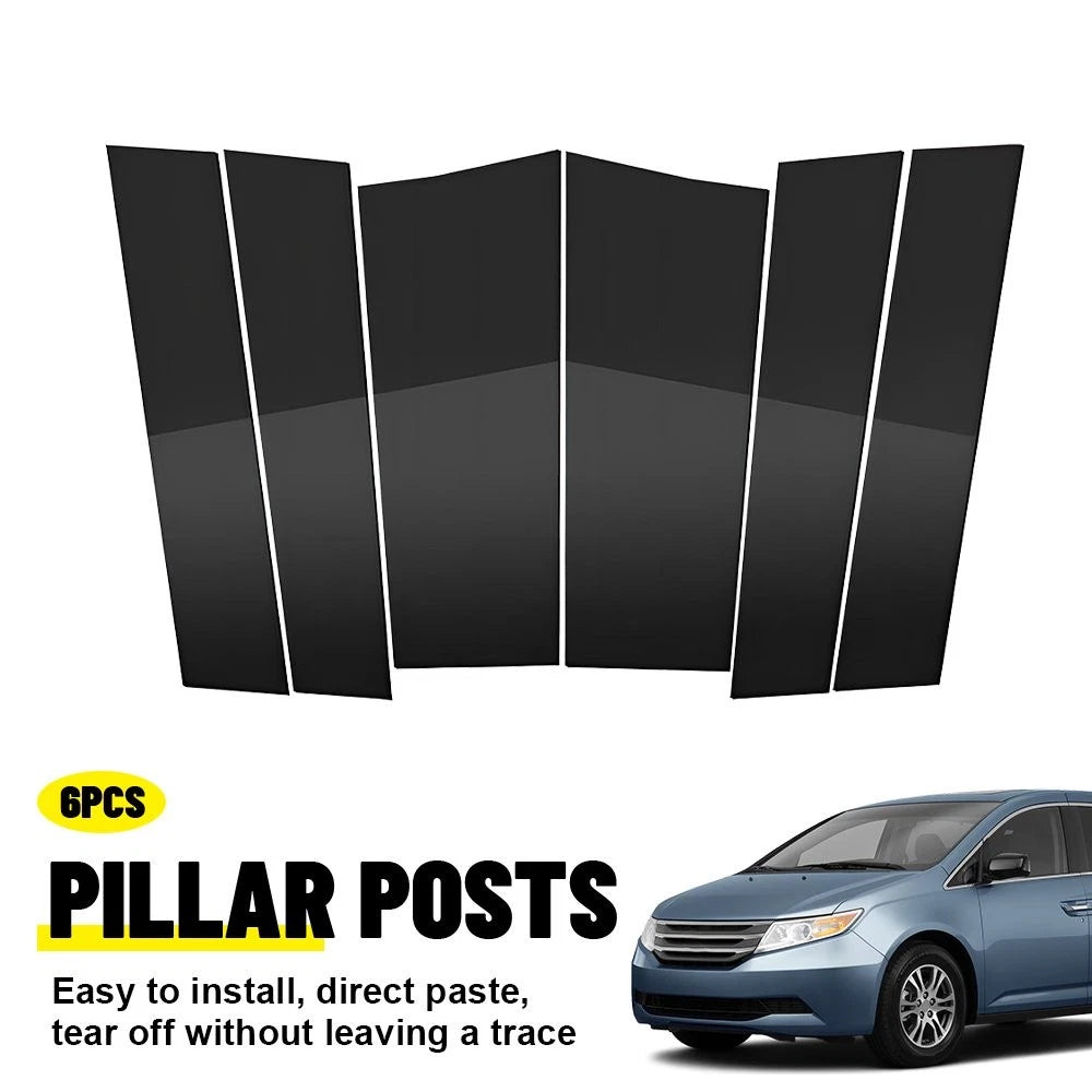 6Pcs Window Pillars Molding Trim for Honda Odyssey (2011–2017) Glossy Black