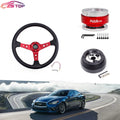 14" Red Steering Wheel with Quick Release and Hub Adapter for Dodge Chevrolet GM