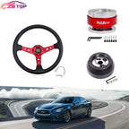 14" Red Steering Wheel with Quick Release and Hub Adapter for Dodge Chevrolet GM