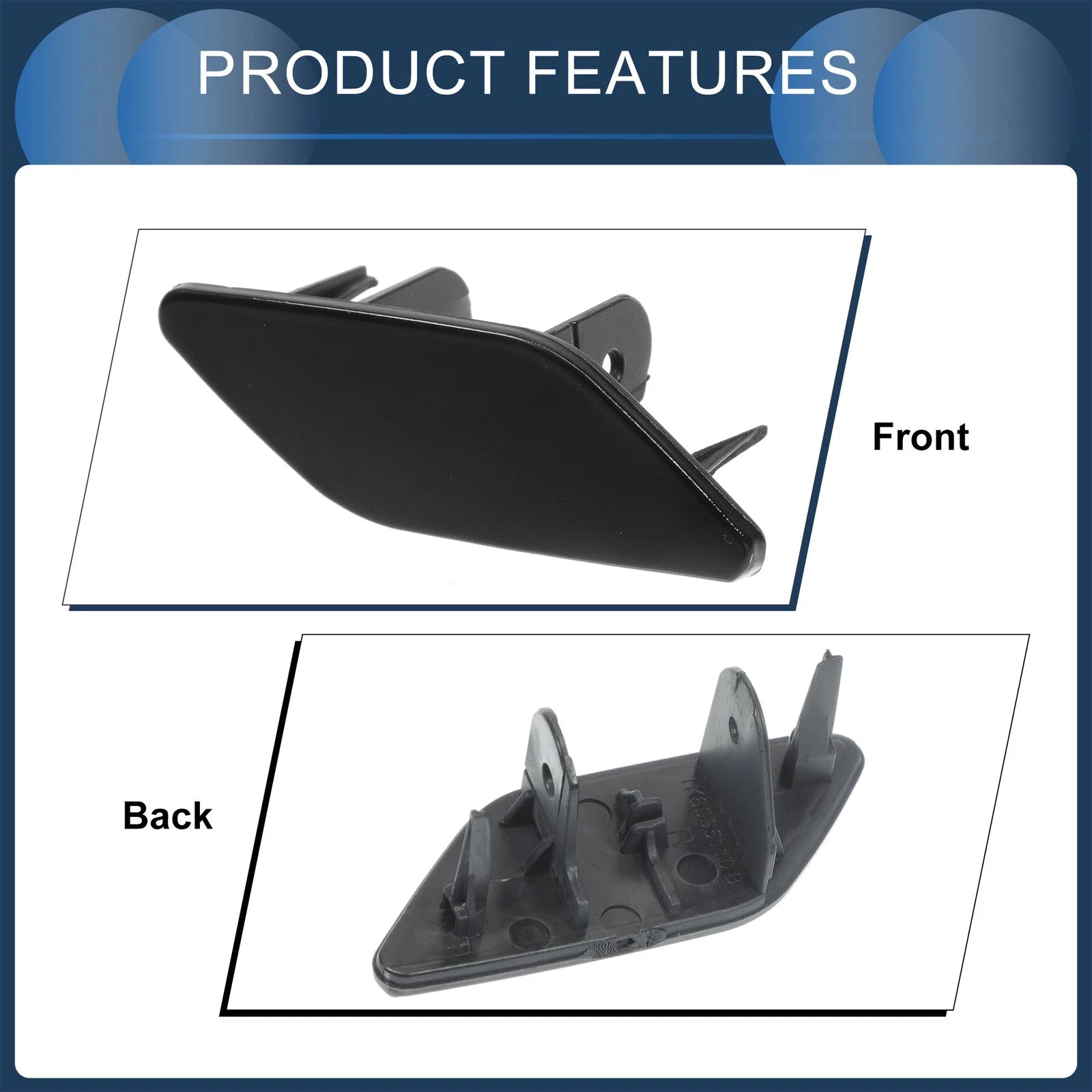 Front Right Washer Nozzle Cover Cap for Volkswagen Scirocco (2009–2014) Black