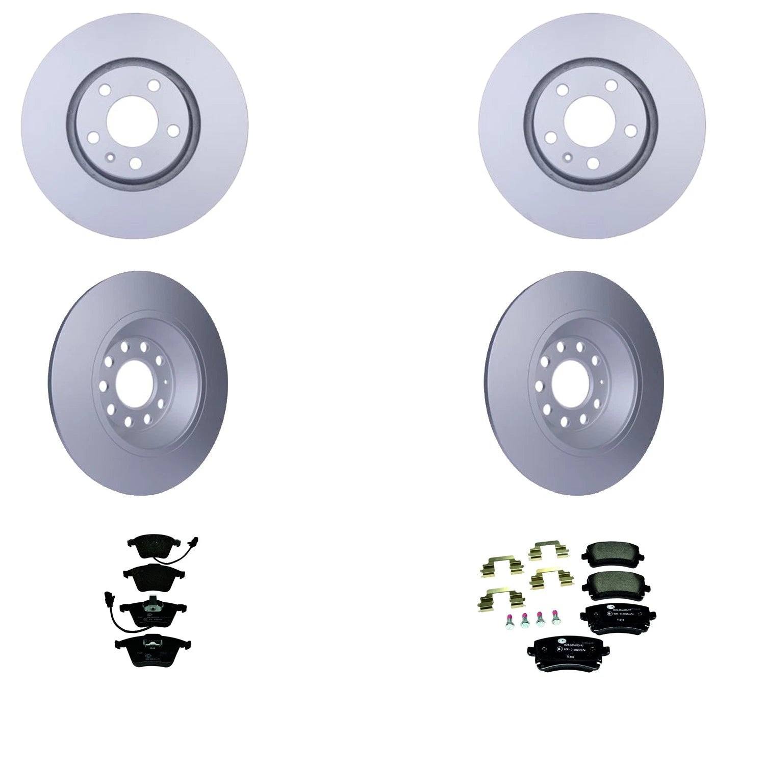 Set of 4 Hella Low-Met Disc Brake Pads & Rotors for Audi A6 A6 Quattro (2006)