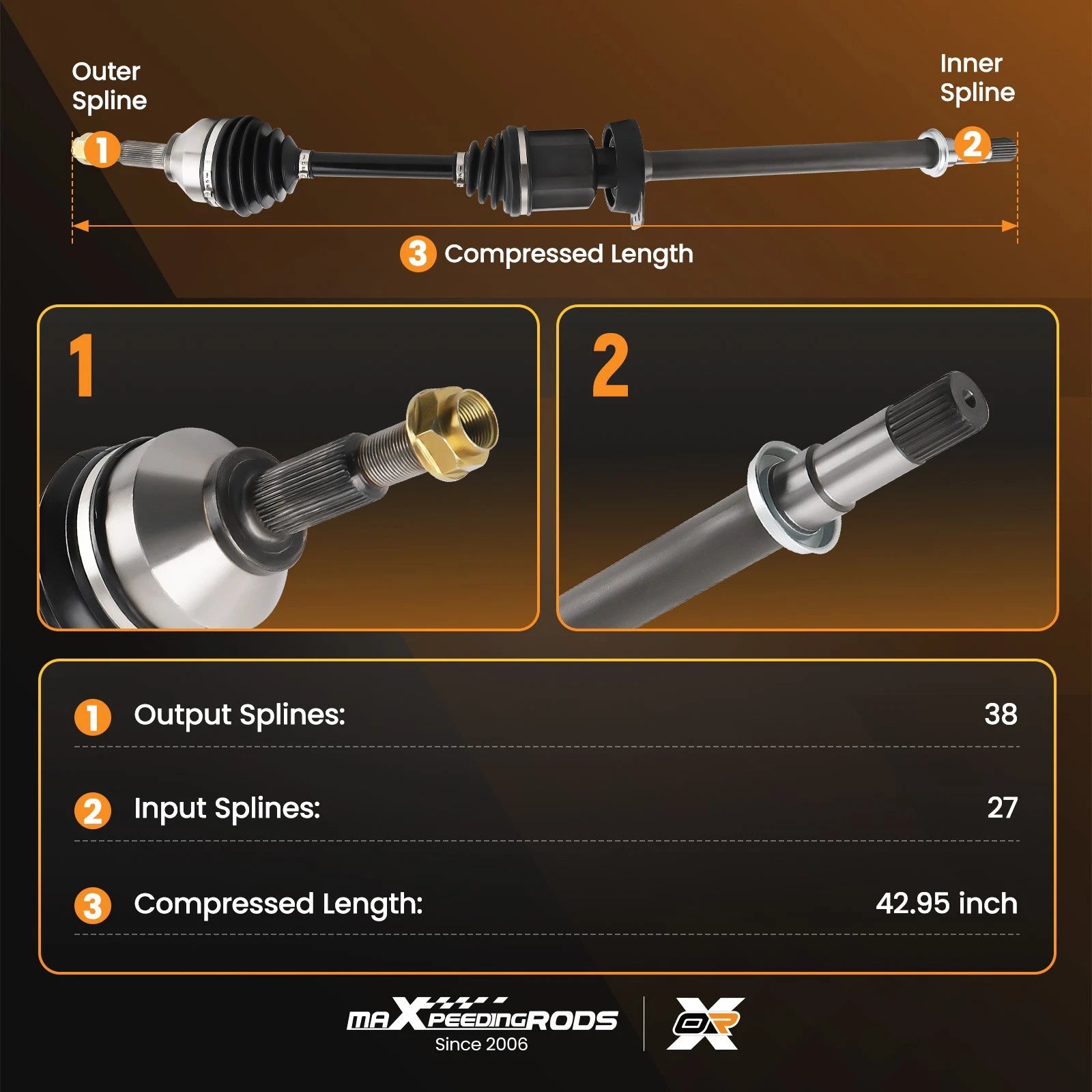 Front Right CV Axle Assembly for Ford Explorer FWD (2011–2013)
