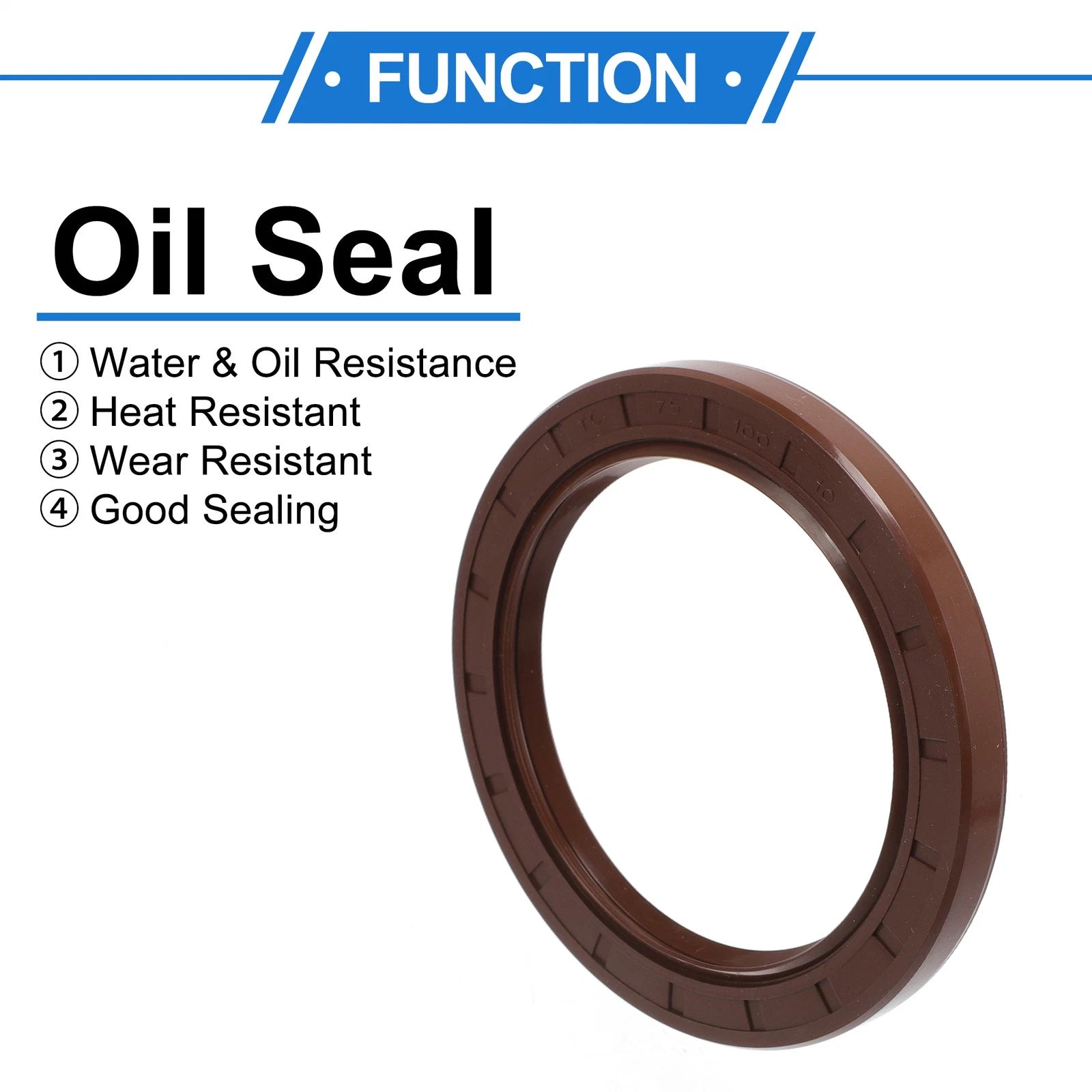 2X Oil Seal Rotary Shaft Seal for Various Models (75x100x10mm) FKM Rubber