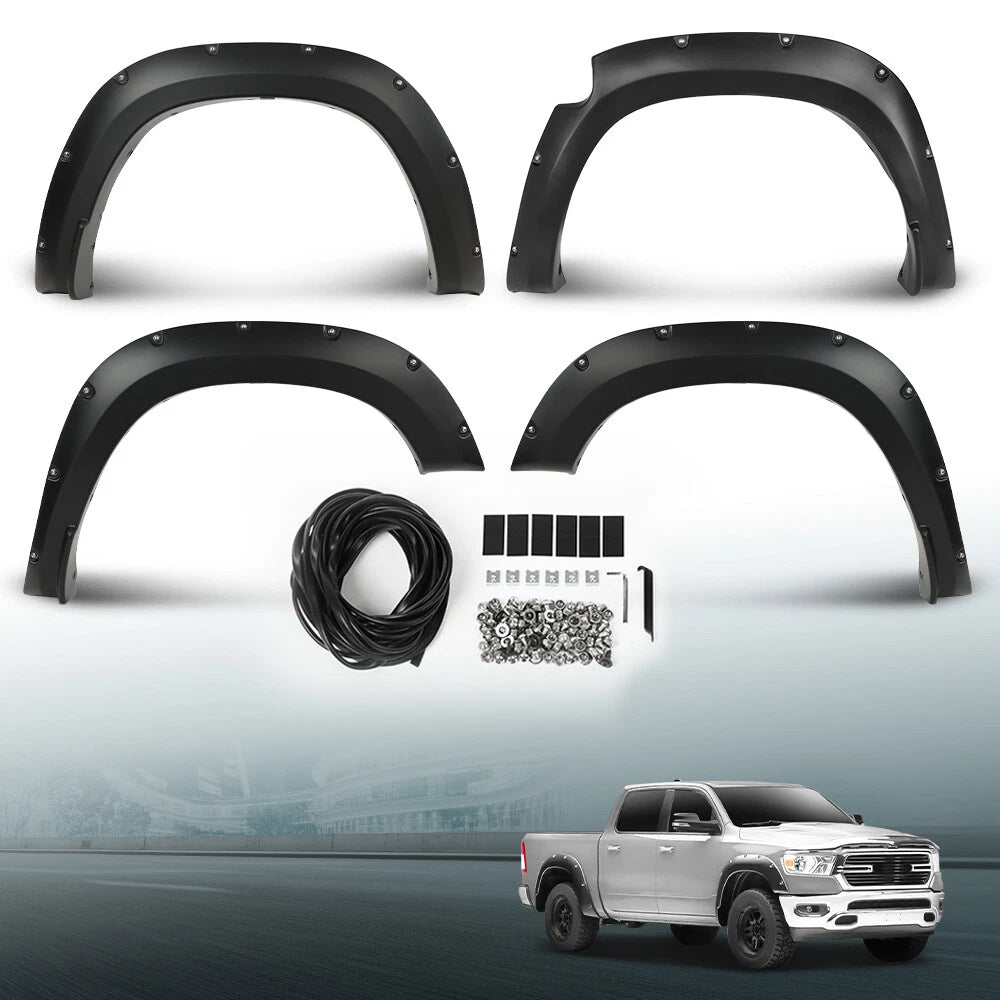 Set of 4 Pocket Rivet Bolt-on Fender Flares for Ram 1500 (2019–2023)