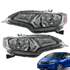 Set of 2 Front Headlights for Honda Fit (2015–2017) Left + Right Clear Lens