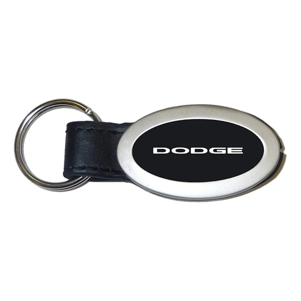 Black Leather Oval Keychain KC3210.DOD - Officially Licensed for Dodge