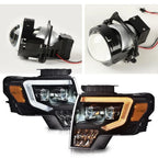 2X Black LED DRL Projector Headlights for Ford F-150 (2009–2014)
