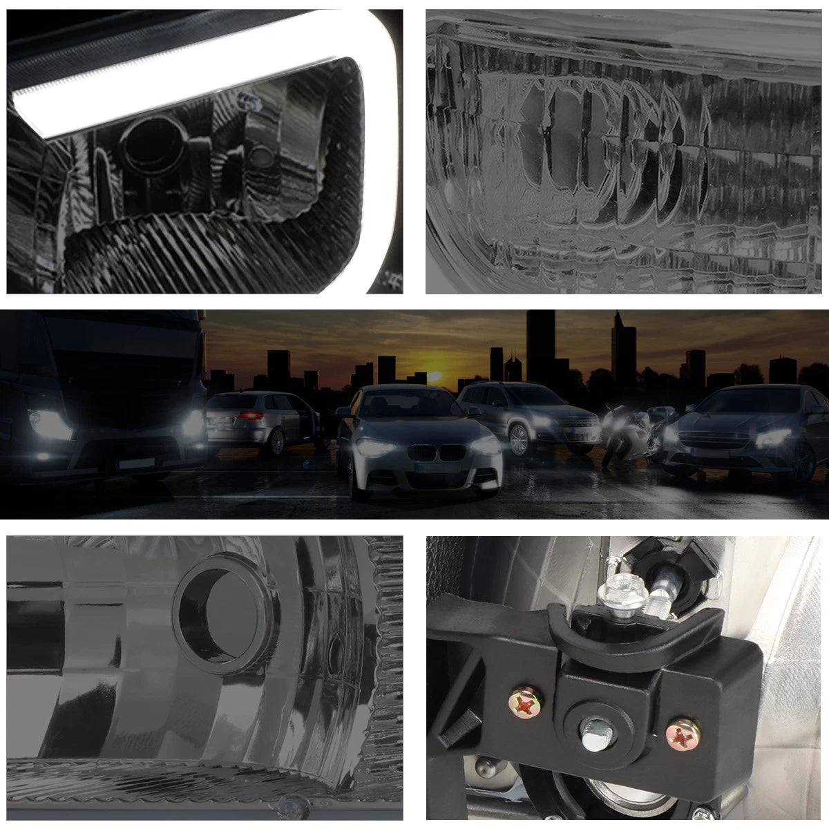 Set of 4 LED DRL Headlights with Bumper Lamp for GMC Sierra/Yukon XL (1999–2007)