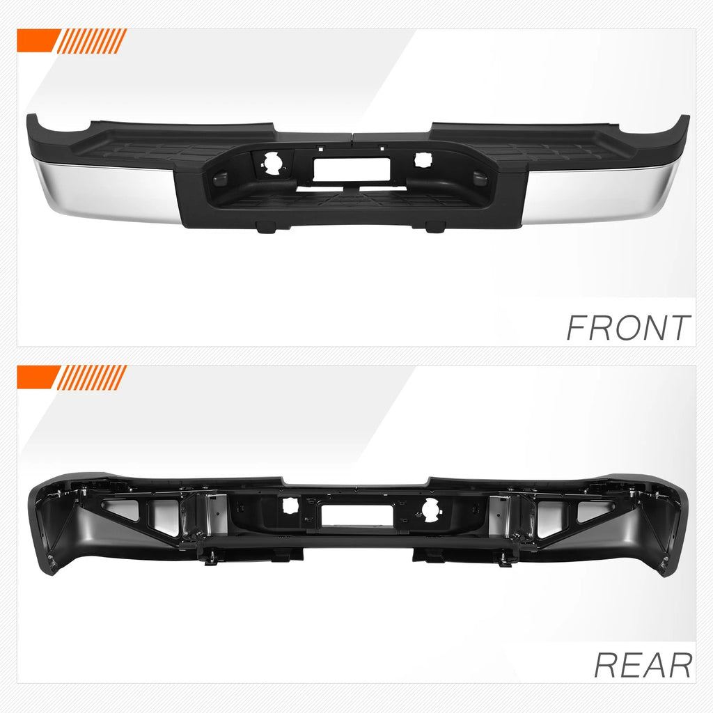 Rear Bumper for Silverado Sierra 2500/3500HD (2011–2014) w/o Sensor Hole, License Lamps