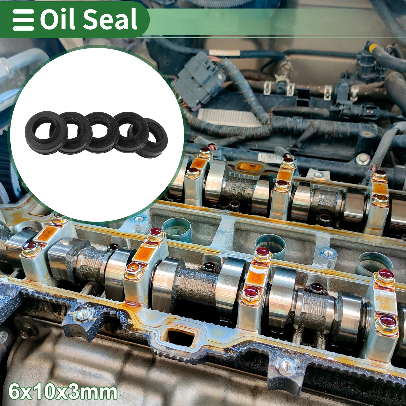 Set of 5 Oil Seal Ring NBR Rubber 6x10x3mm for Universal Applications