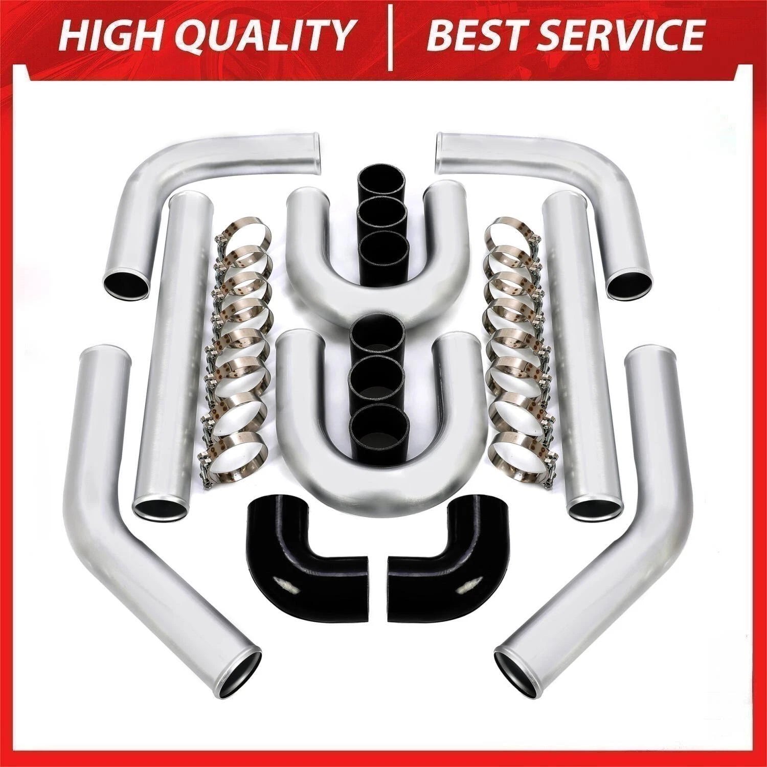 3" Aluminum Intercooler Piping U-Pipe Kit w/Coupler & T-Clamps