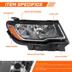 Passenger Side Black Amber Headlight Lamp for Jeep Compass (2017–2021)