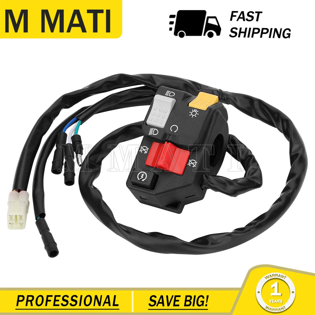 Left Handlebar Start Stop Switch for Honda Recon 250 TRX250 (1997–2004)