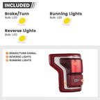 LED Tail Lights Pair for Ford F-150 (2017–2020) w/ Blind Spot Smoke Red Lens