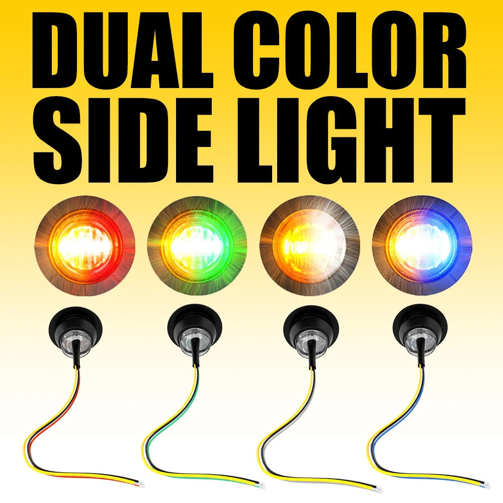 20pcs Dual Color LED Side Marker Lights for Truck Trailer (3/4 inch)