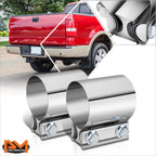 2X 2.5" Stainless Steel Catback Exhaust Butt Joint Band Clamps for