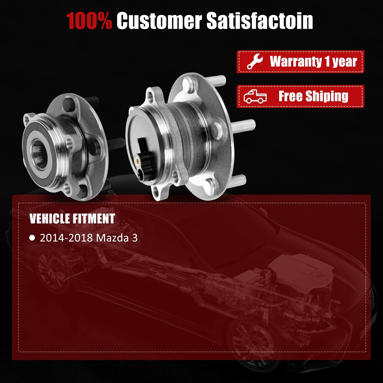 Set of 4 Wheel Hub Bearing Assemblies for Mazda 3 (2014-2018)