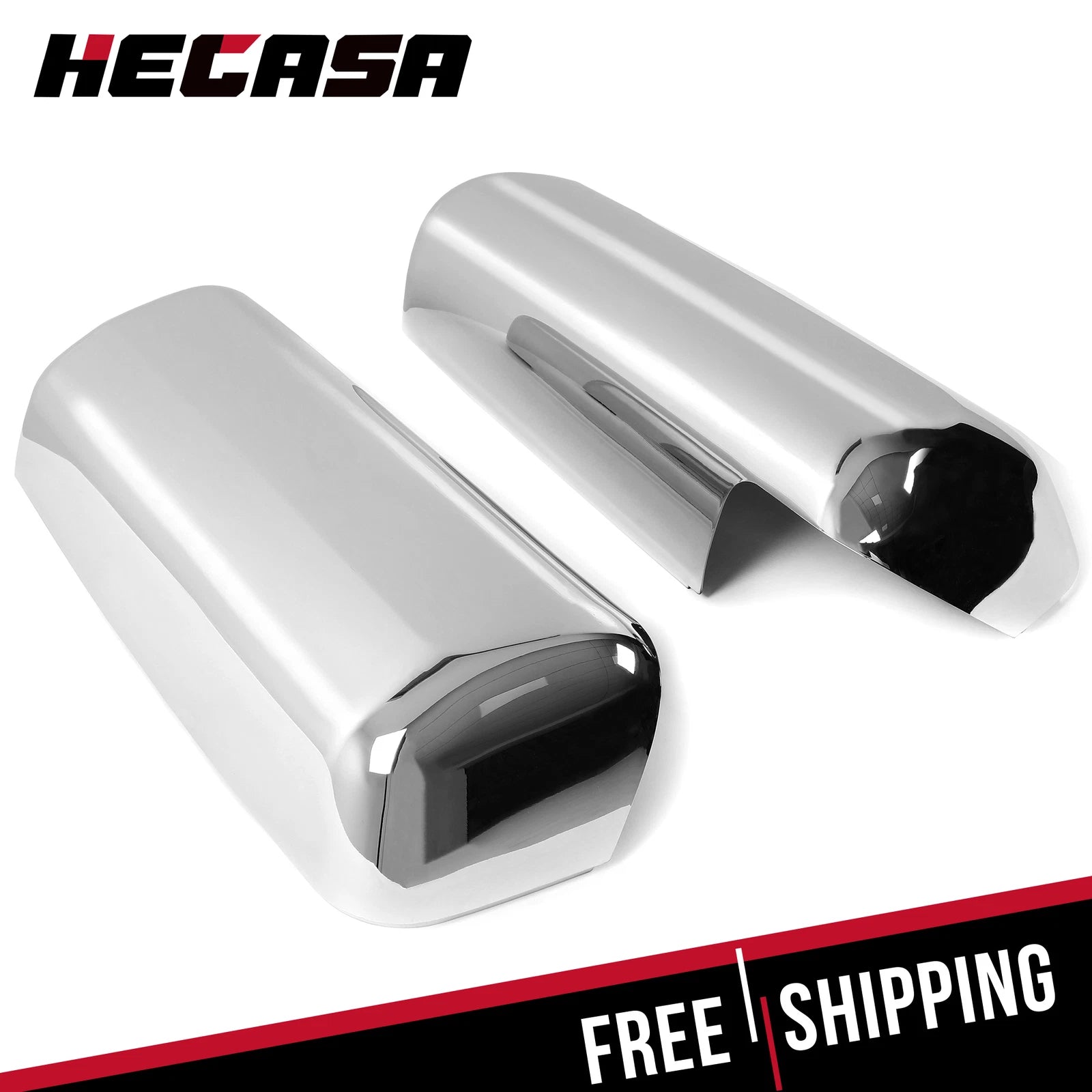 Set of 2 Door Mirror Cover Caps for Peterbilt 567 587 (Chrome)