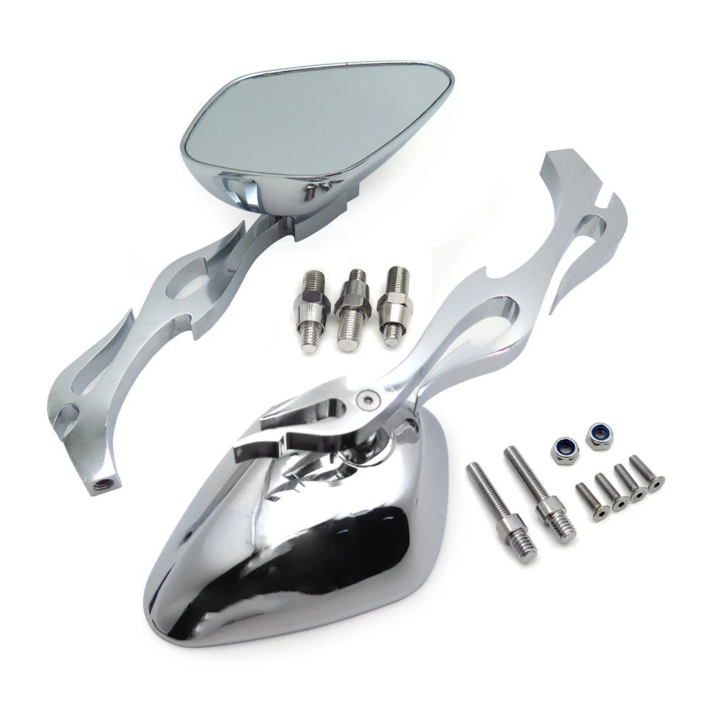 Chromed Flame Shape Running Mirror for Kawasaki Ninja (All Years)