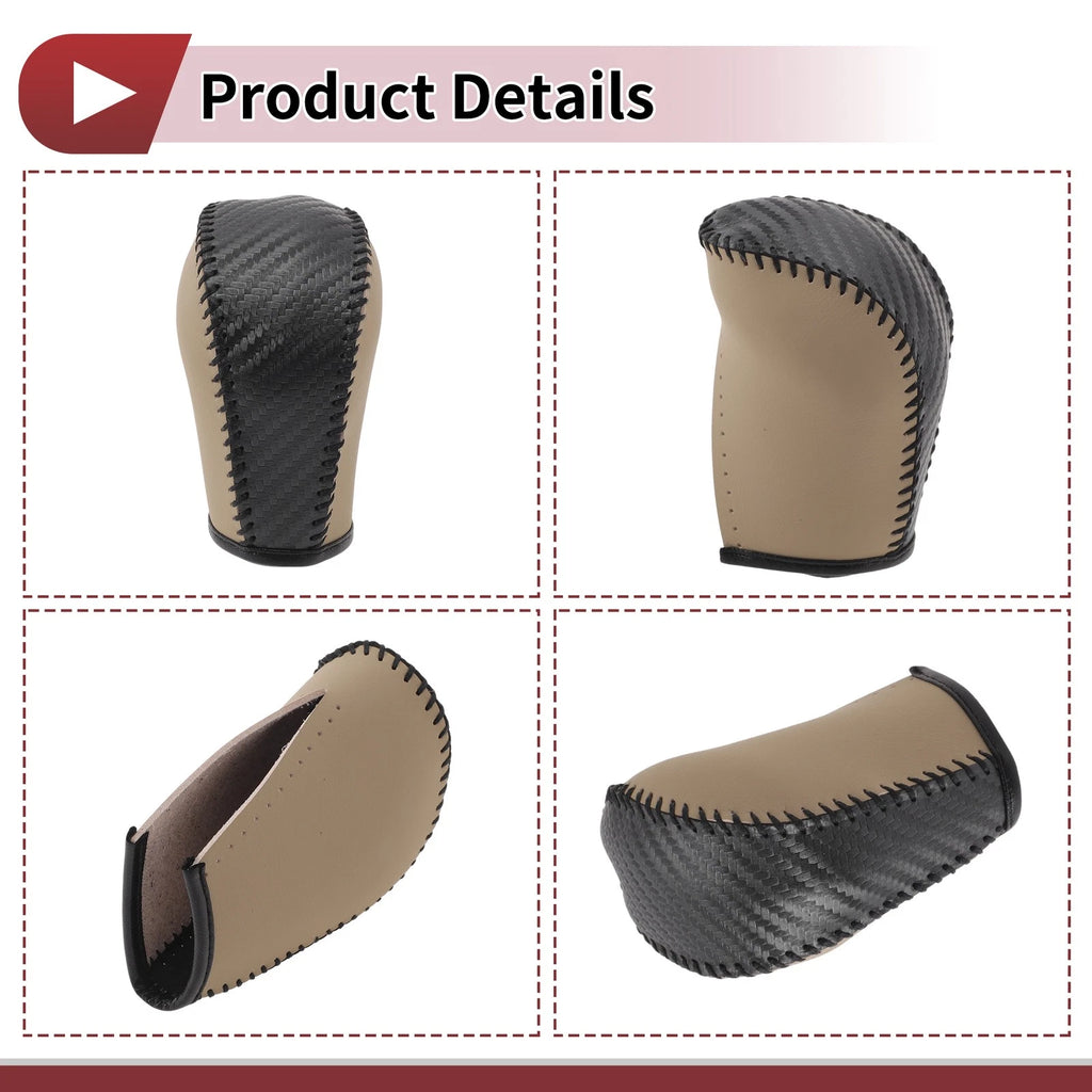 Gear Shift Knob Cover for Subaru Forester (2014–2023) Black Beige Faux Leather