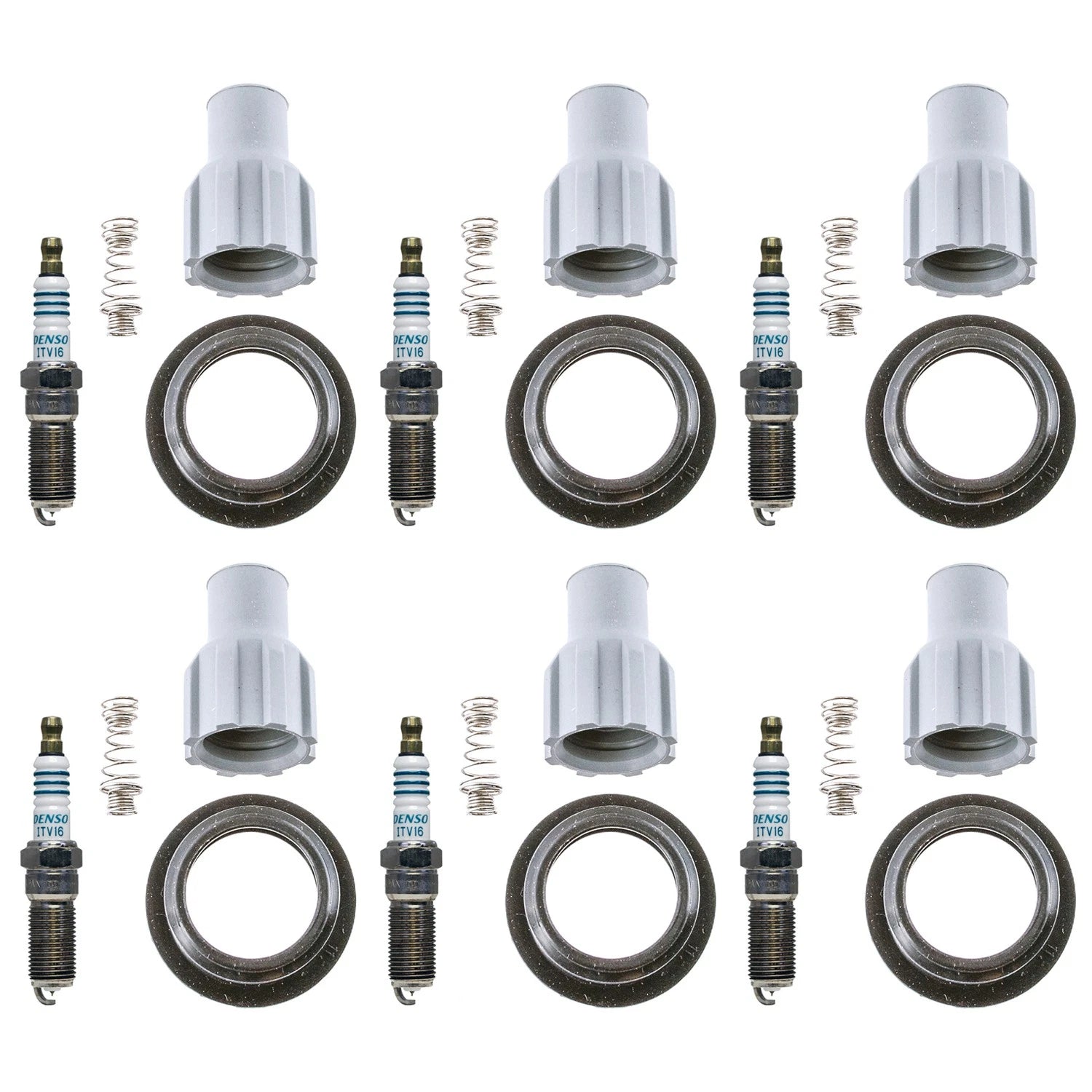 Set of 6 Denso Iridium Power Spark Plugs & Coil Boots for Aura Equinox G6 Malibu (2005–2010)